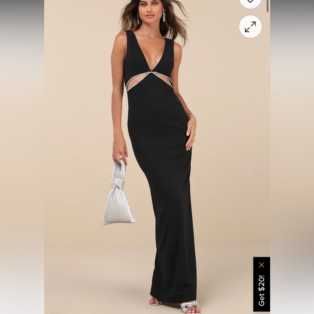 A-List Beauty Black Rhinestone Cutout Maxi Dress